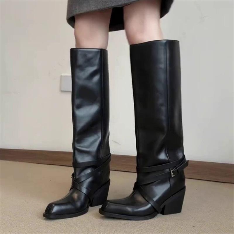 Retro Versatile High-heeled Boots for Women in Autumn and Winter, Thick-soled Women's Shoes