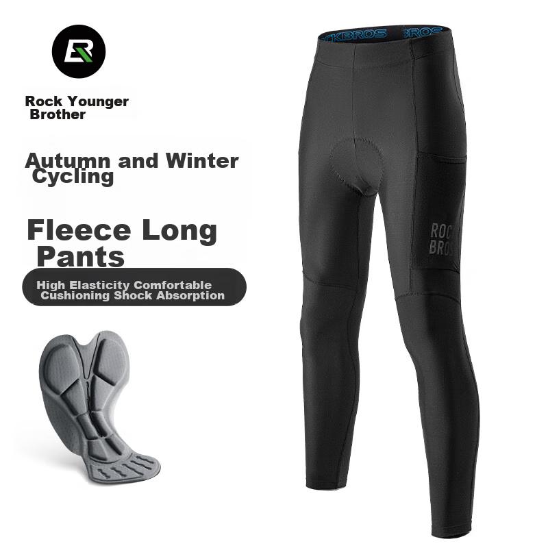 Cycling Shorts for Men, Warm Windproof Fleece Lightweight Autumn Road Bike Pants Equipment, Black, 2XL
