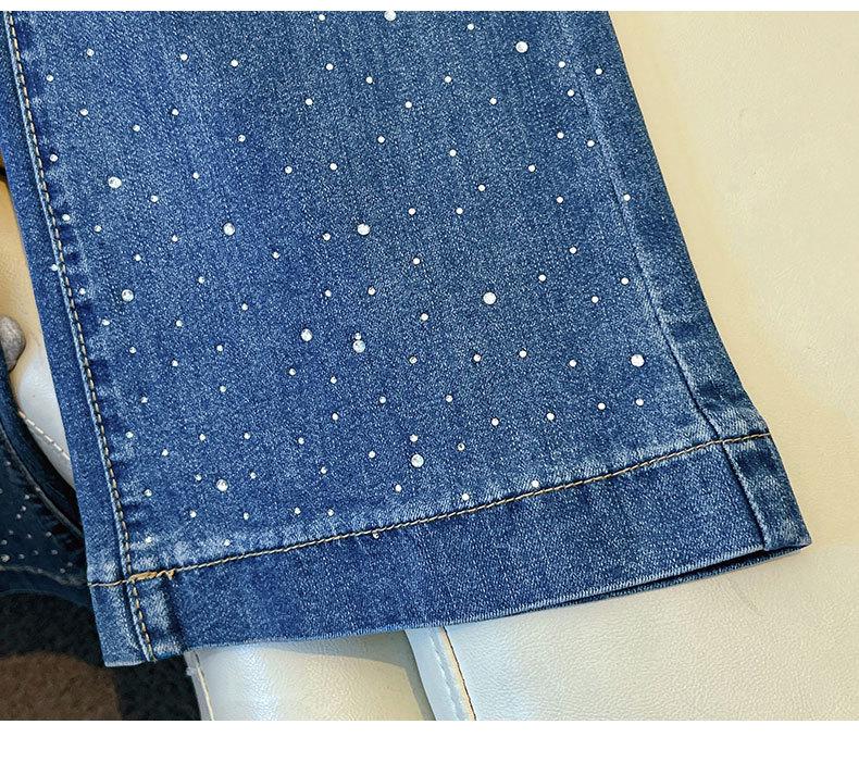 Women's High-Waisted Rhinestone Slim Fit Micro-Flare Denim Pants - 2026 Spring/Winter Trend