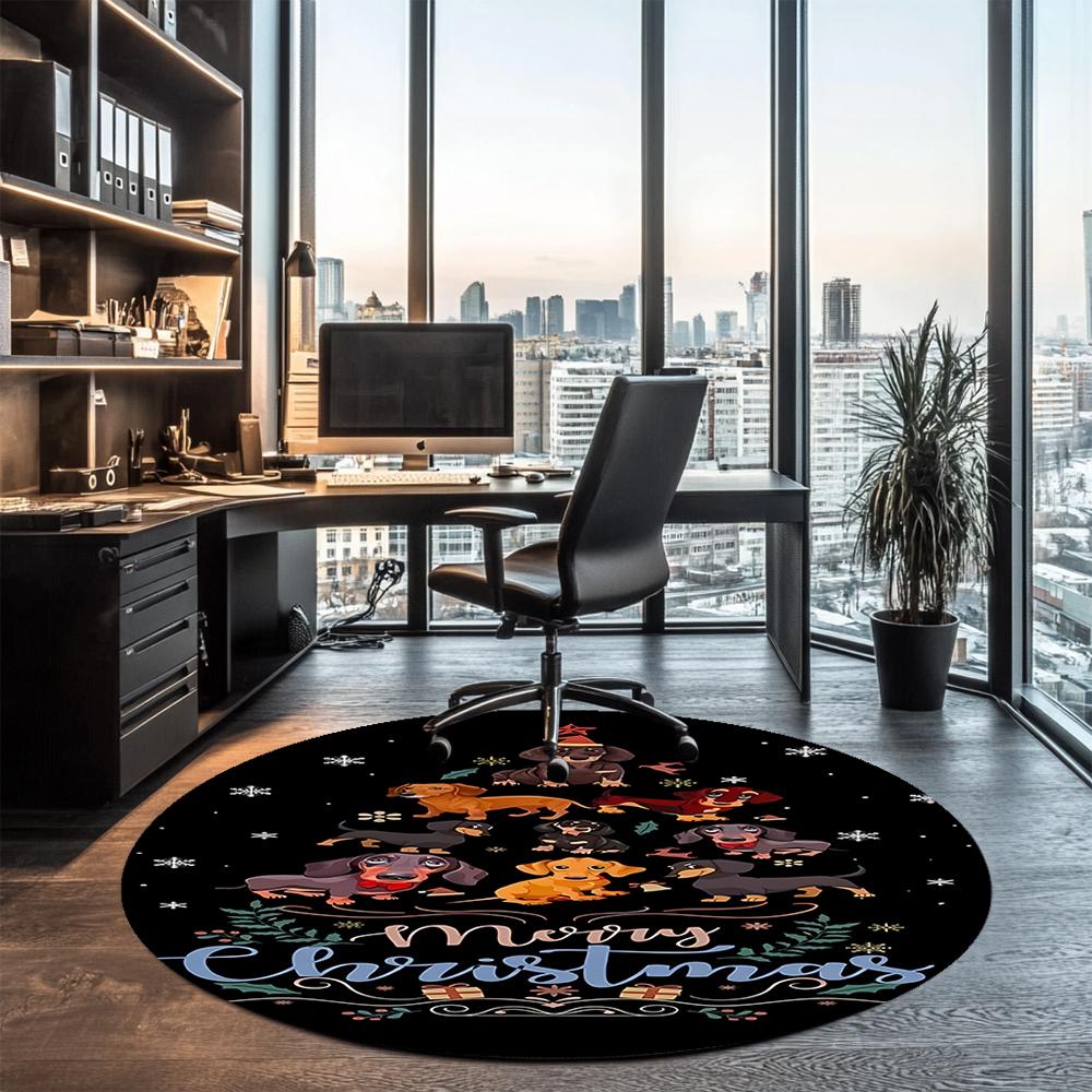 Christmas tree Printed Round Rug Carpet Chair Rug Area Rug Entryway Doormats,for Office Chair Living Room Bedroom Kitchen Room.