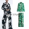 Spring New Women's Clothing Print Diagonal Cloth Shirt 1273622 Drawstring Twill Pants 1273623