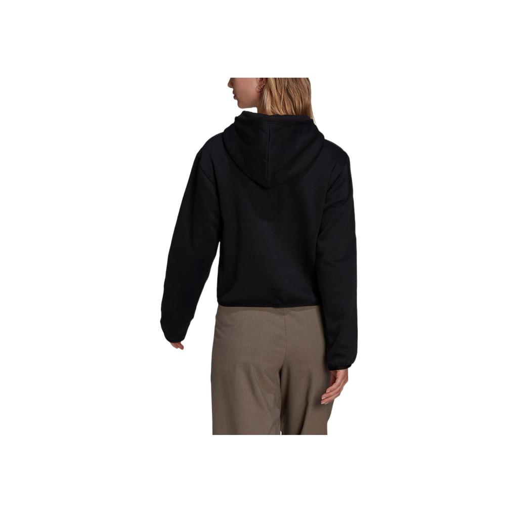 Adidas Originals Solid Logo Print Hooded Long Sleeve Sweatshirt Women sweatshirt Black HE4678