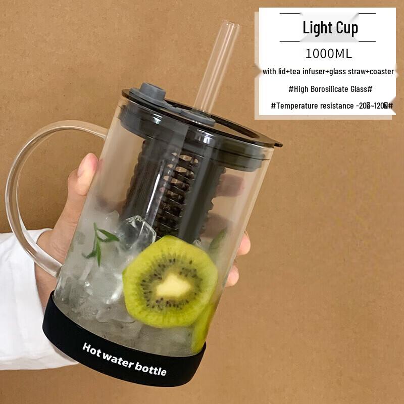 Shangqi High Borosilicate Glass Water Bottle with Straw