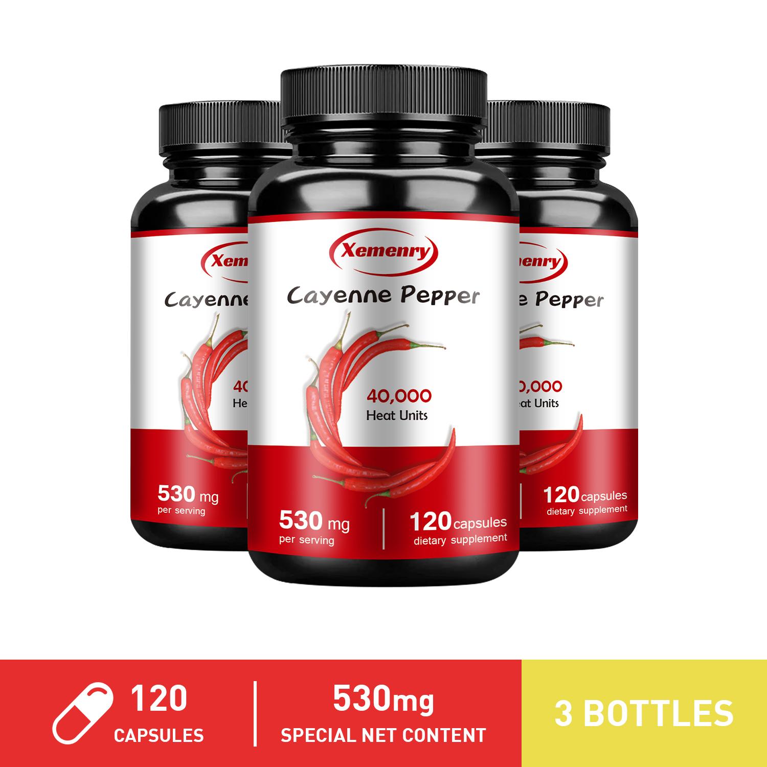 

XEMENRY Capsaicin Capsules, all-natural, 530 mg per serving, easily absorbed, suitable for adults. 120*3