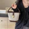 1Pc  Popular Bucket Bag Women's Messenger Bag Korean Niche Versatile Retro Canvas Handbag Messenger Bag