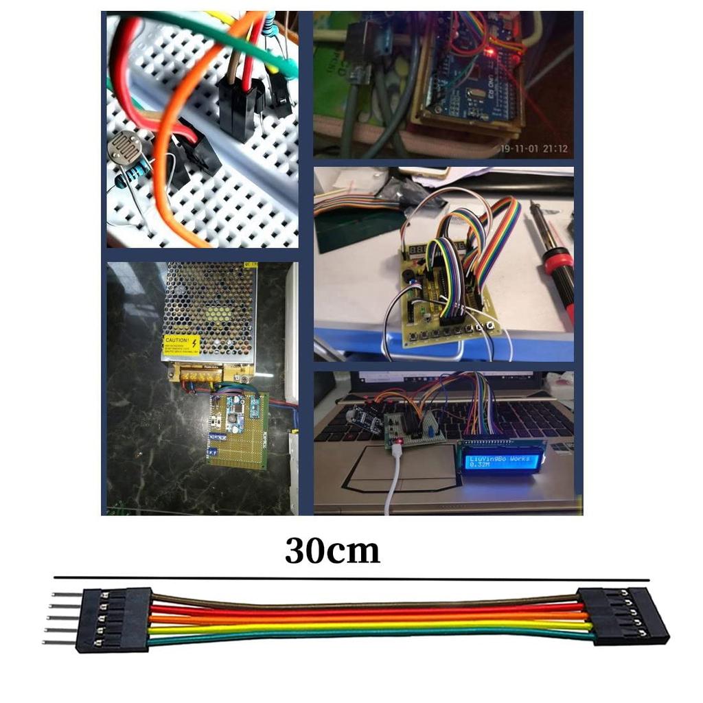 CEAoki Jumper Wires to DuPont Cable 30cm Jumper Wire Male to Female Jumper Wire Pin Pitch Breadboard Jumper Wire Male to 5-Pin [10pcs] 5-Pin 2.54mm