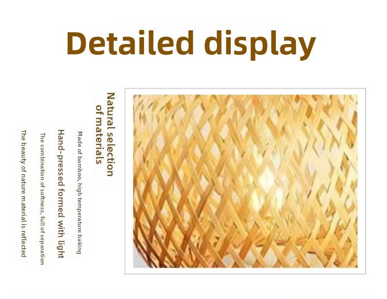 Hand-woven Bamboo Ceiling Lamp Vintage Pastoral Wooden Tea Room Rattan Retro Creative Wabi Sandy Wind Bedroom Ceiling Lamp