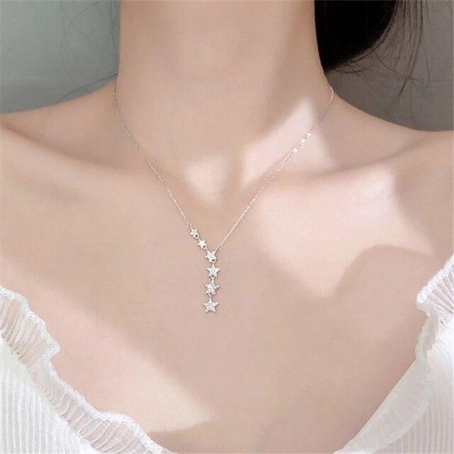 925 Sterling Silver Zircon Pendant Necklace Necklace Women Fashion Jewelry