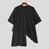 INCERUN S-XXXXXL Men O Neck Short Sleeve Patchwork Ruffled Hem Loose T-shirts