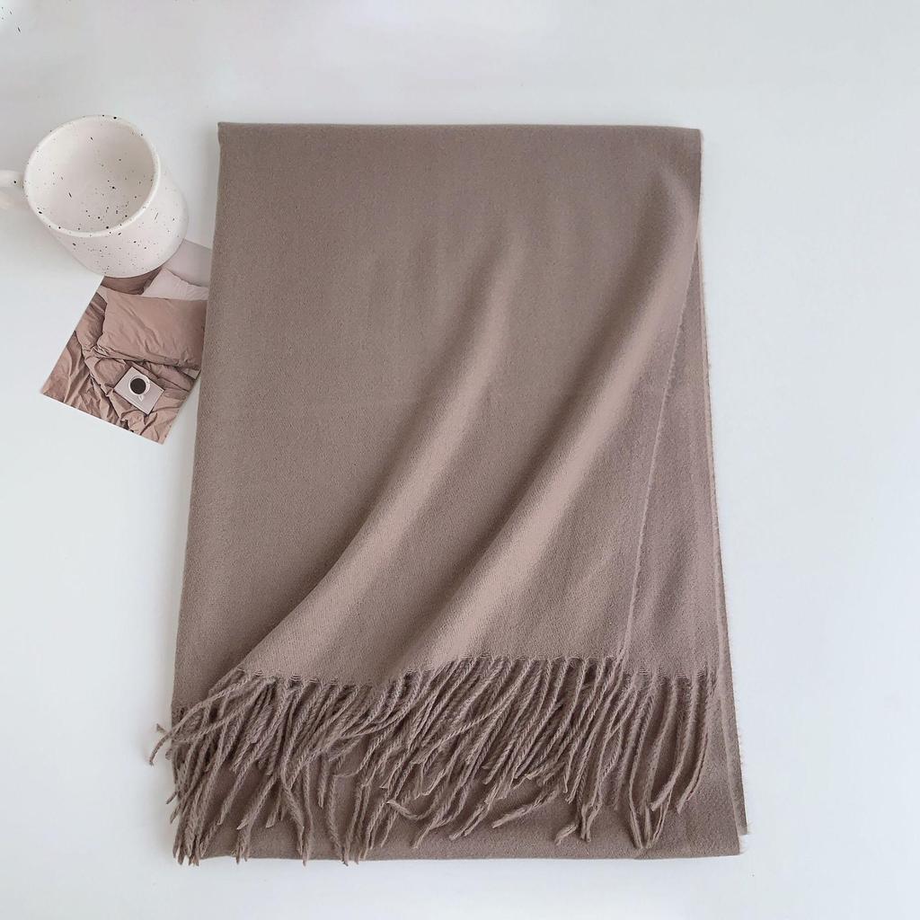 Luxuriöser Imitationskaschmir-Quasten-Schal in Uni-Rot für Damen - Koreanischer Stil, Winter-Vielseitig, Elegant