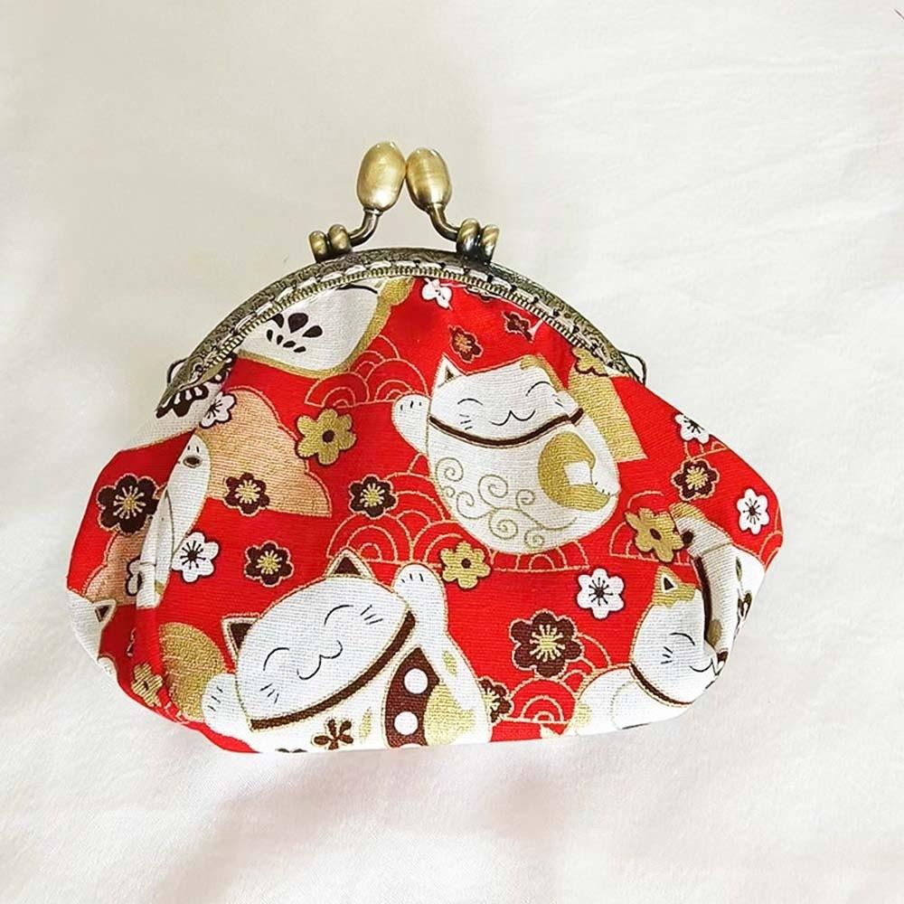 Anti-lost Kiss Lock Coin Purse Polyester Portable Canvas Mini Pouch Chinese Style Thickened Printed Small Pocket Girls