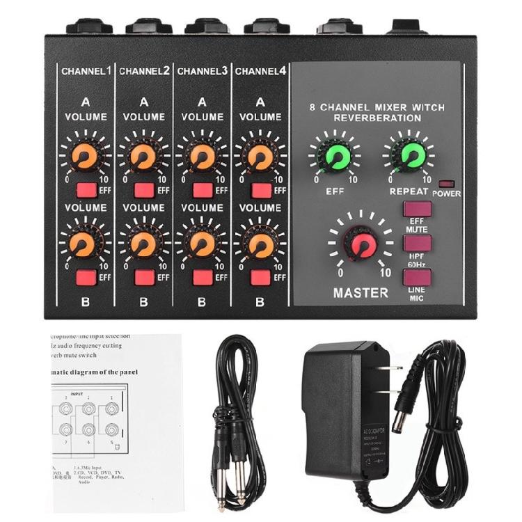 Цифровой звуковой микшер Стерео AM428A 8-канальный микшерный пульт Микшер для записи DJ Сеть Прямая трансляция Караоке 1