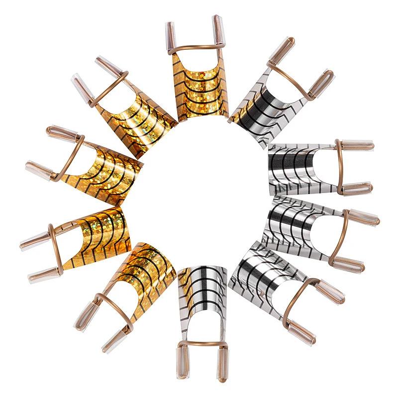 5pcs Reusable Nails Form Nail Art Aluminum Holder Extension Nail Tool Holder Acrylic Extension Equipment Nail Art Manicure Tools