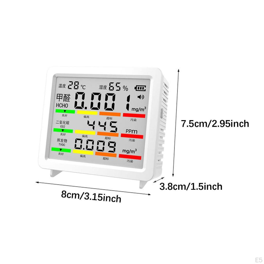 Indoor Air Quality Analyzer Digital Display Large Screen CO2 Carbon for Office Bedroom Travel