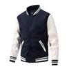 Men's Autumn/Winter Fashion Baseball Jacket - Wool & PU Sleeve Casual Outerwear