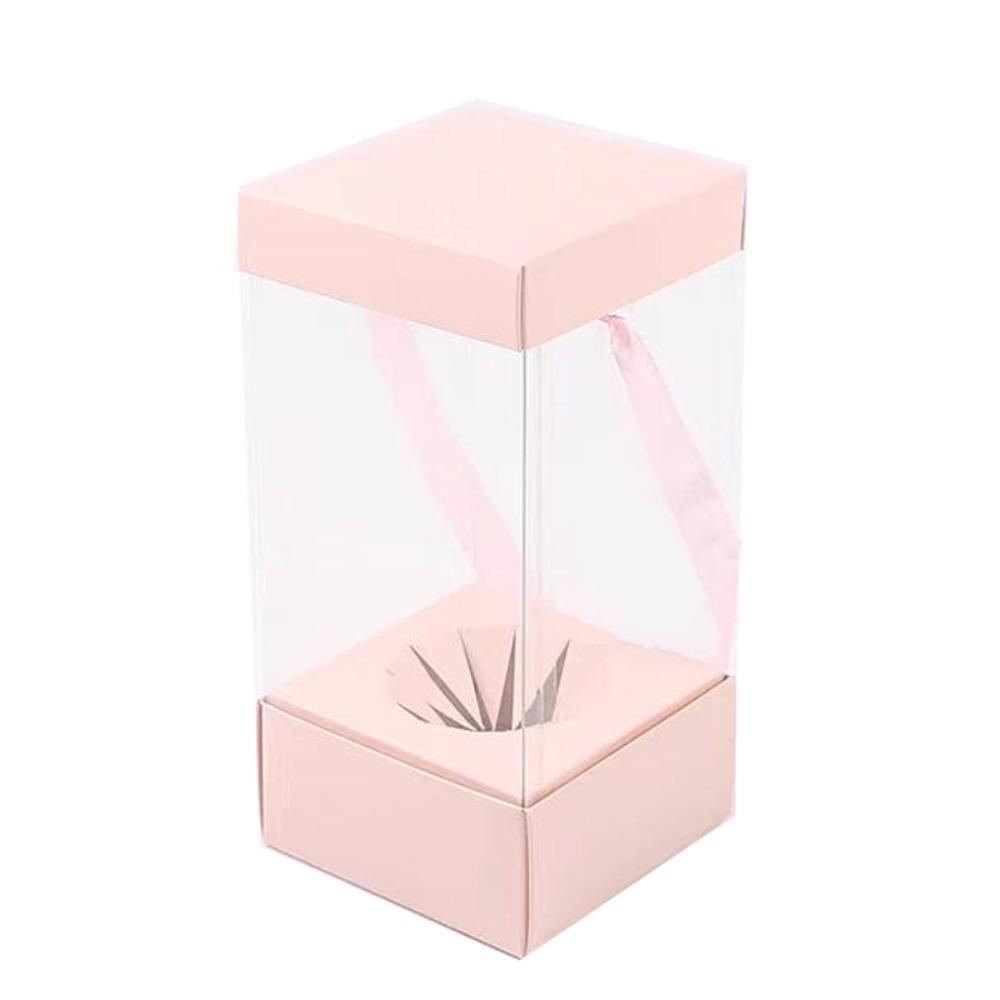 

5PCS Transparent Handheld Flower Box Handbag Flower Bag Gift Box Bouquet Wrapping Bag Valentine Day розовый