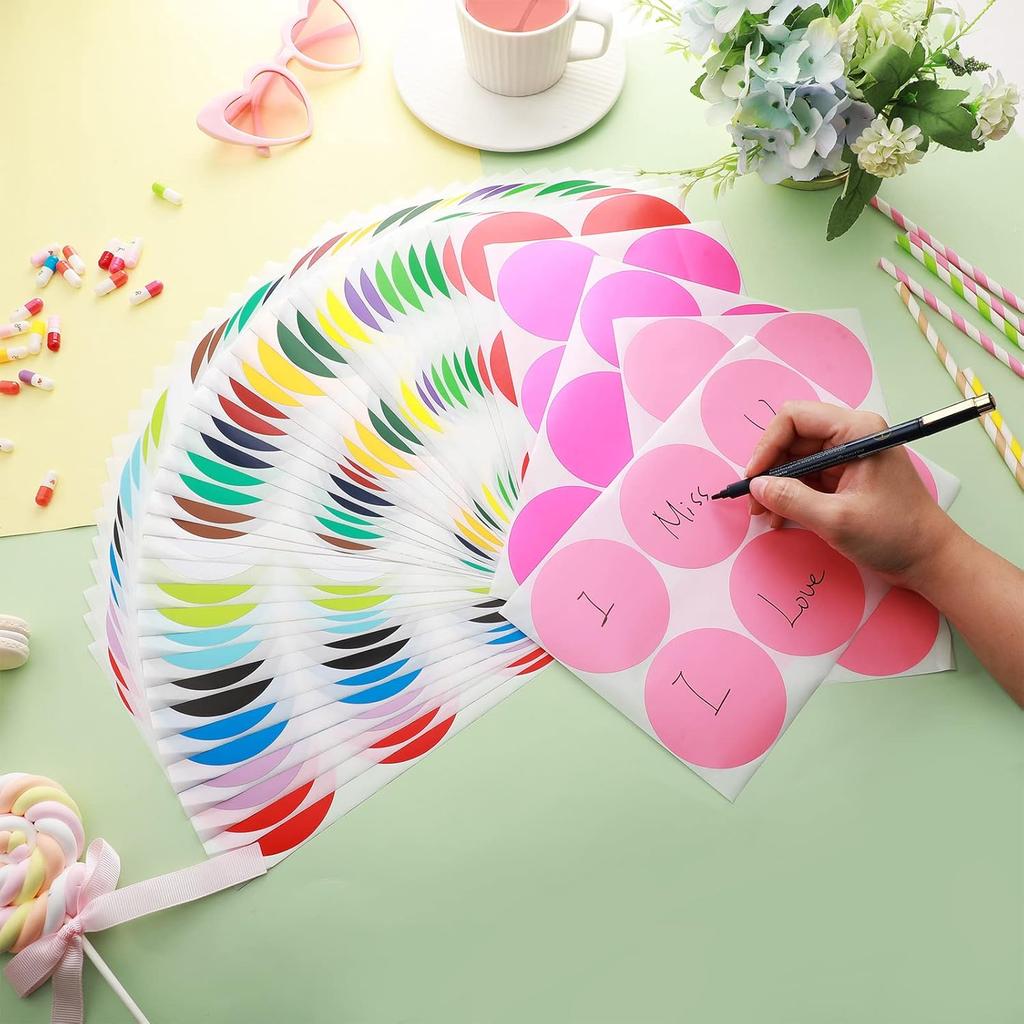 240 Pieces 3 Inch 20 Colors Colored Labels Circle Stickers Colored Dot Stickers Large Labels Coding Sticker Self Adhesive Dot Circle for Coloring