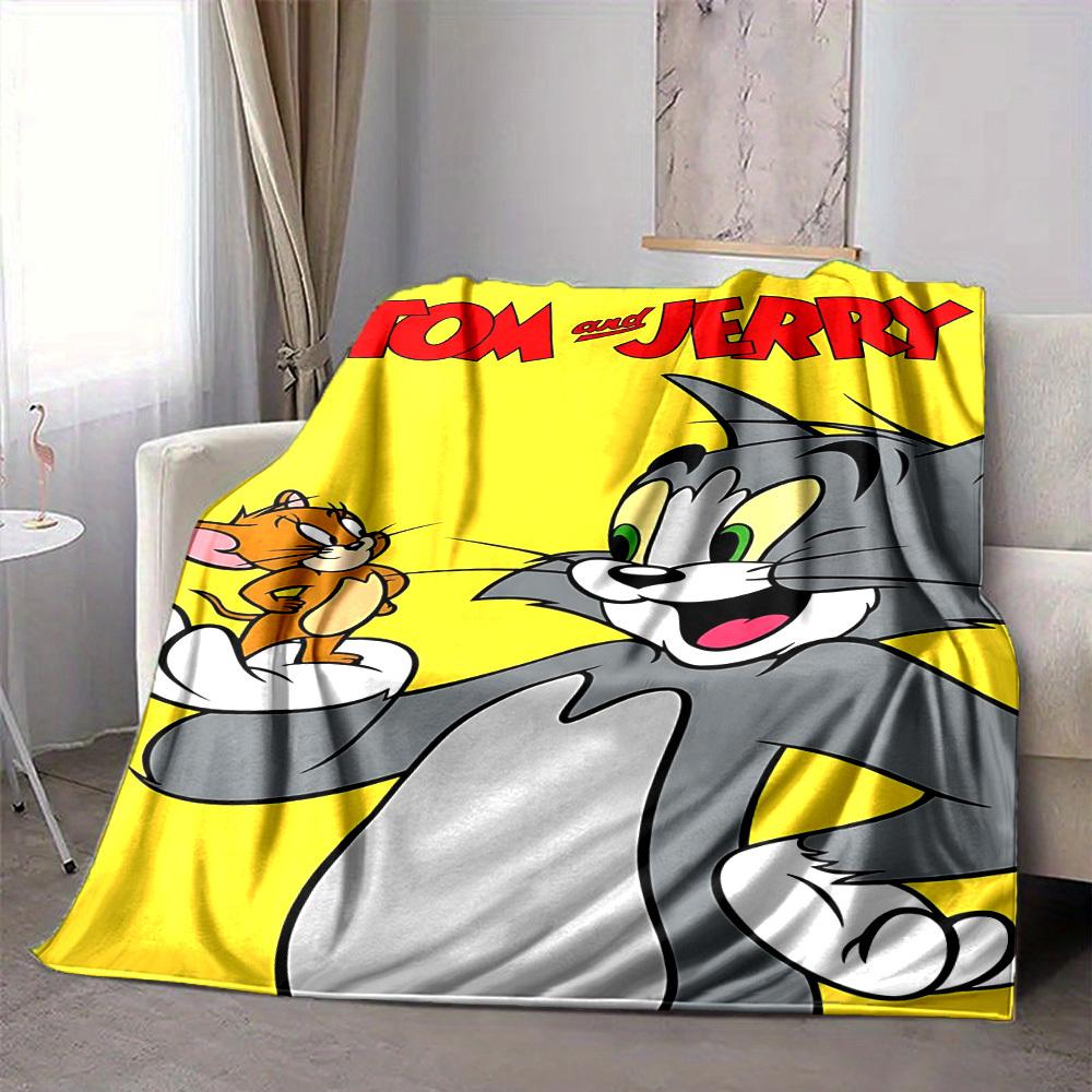 1pc Tom, Jerry Blanket Lightweight Flannel Throw For Sofa, Bed, Travel, Livingroom, Office, Couch, Chair, And Bed