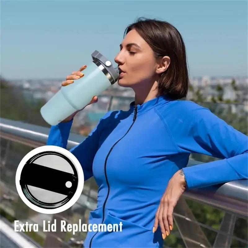 1 piece vacuum cup with lid, stainless steel easy to carry, colorful handle insulated cup tote handle 30 oz