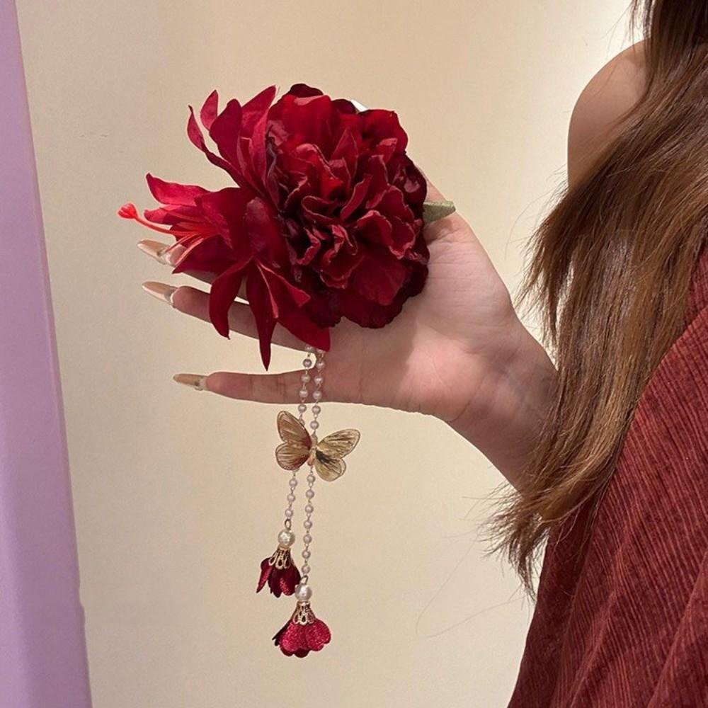 Ancient Style Chinese Style Hair Clip Colorful Flower Hairpin  Photography Props
