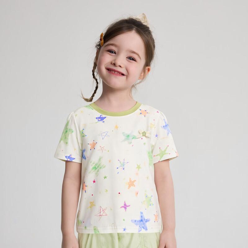 Dessal Girls' Watercolor Star Print Short Sleeve T-shirt