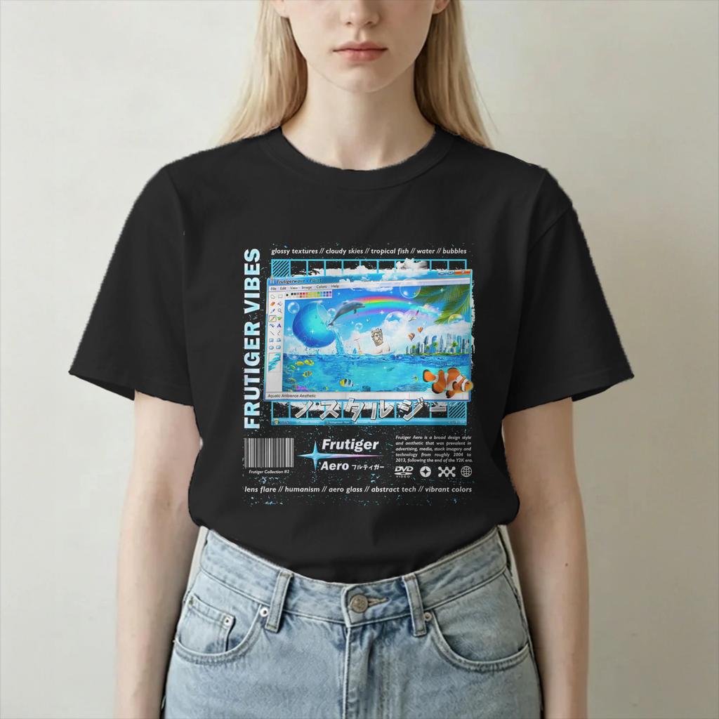 Unisex Unisexs Frutiger Aero T Shirt Blue Fish 80s 100 Cotton Clothing Humor Short Sleeve Crew Neck Tee Shirt Plus Size TShirt