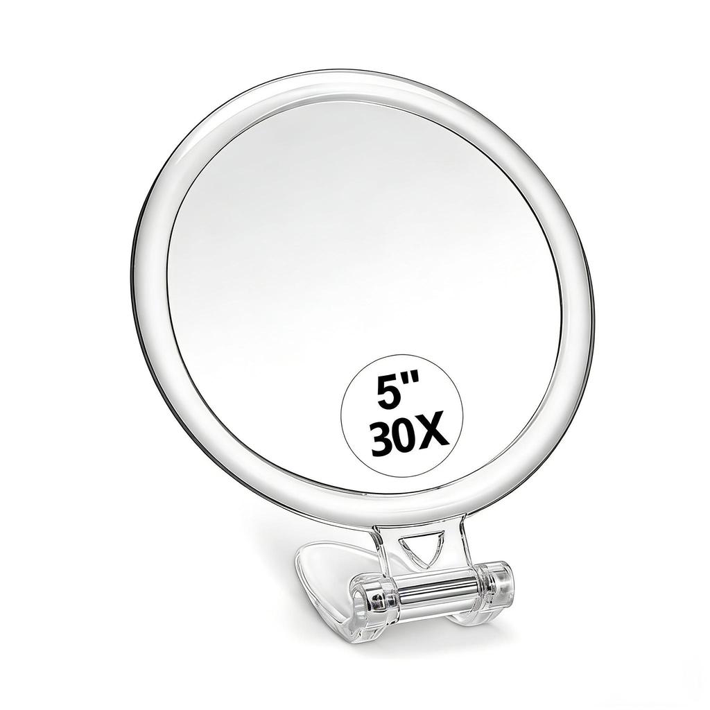 Handheld magnifying makeup mirror 30 times 20 times 10 times enhanced quality folding double-sided travel mirror
