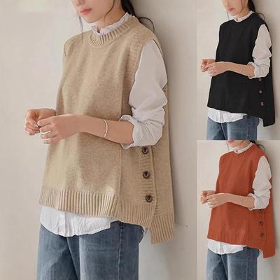 2024 Retro Knit Round Neck Cropped Sleeveless Sweater Vest