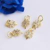 14K Gold-Filled Zircon Four-Leaf Flower Pendant Charm for DIY Jewelry
