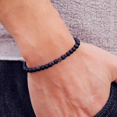 4mm Natural Stone Bracelet Men Hematite Cross Braclet Rice Bead Bracelet Homme Boyfriend Gift Yoga Jewelry