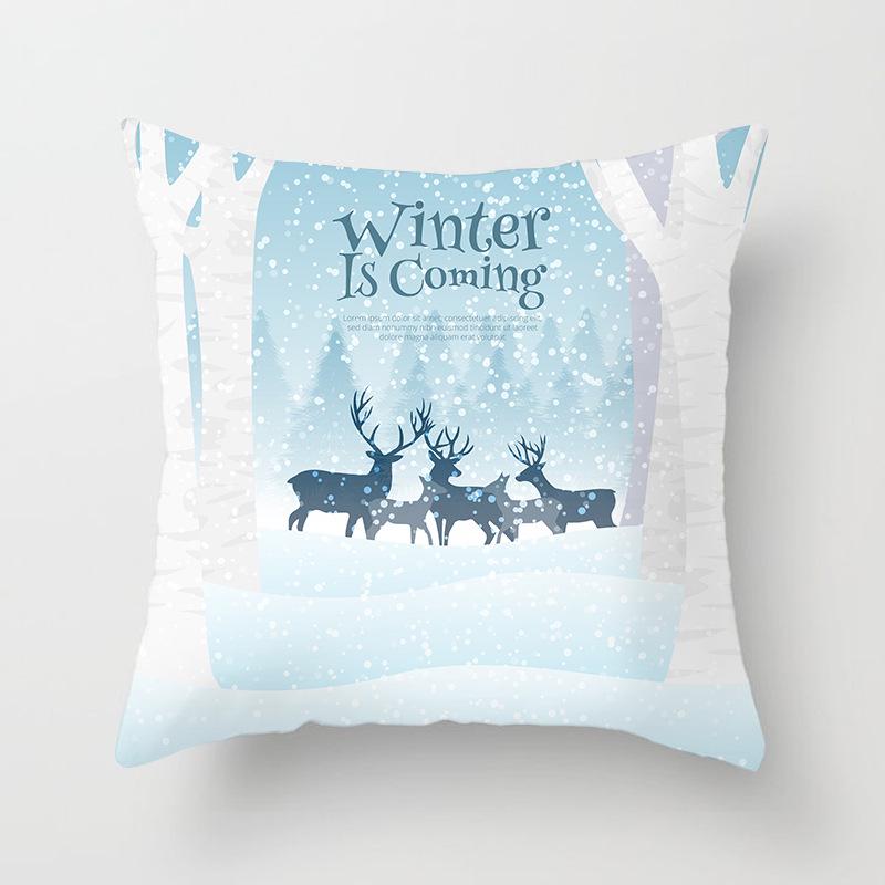Wish Home Christmas Snowflake Digital Printing Peach Skin Car Pillow Cushion Pillow Case
