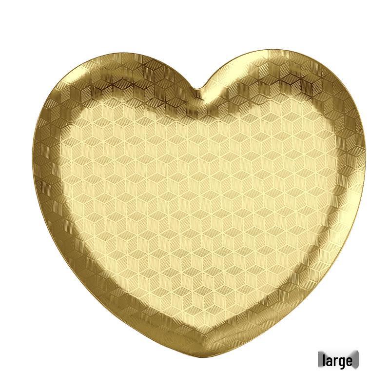 Nordic Korean-Style Stainless Steel Heart-Shaped Tray for Jewelry, Decor, and Desserts