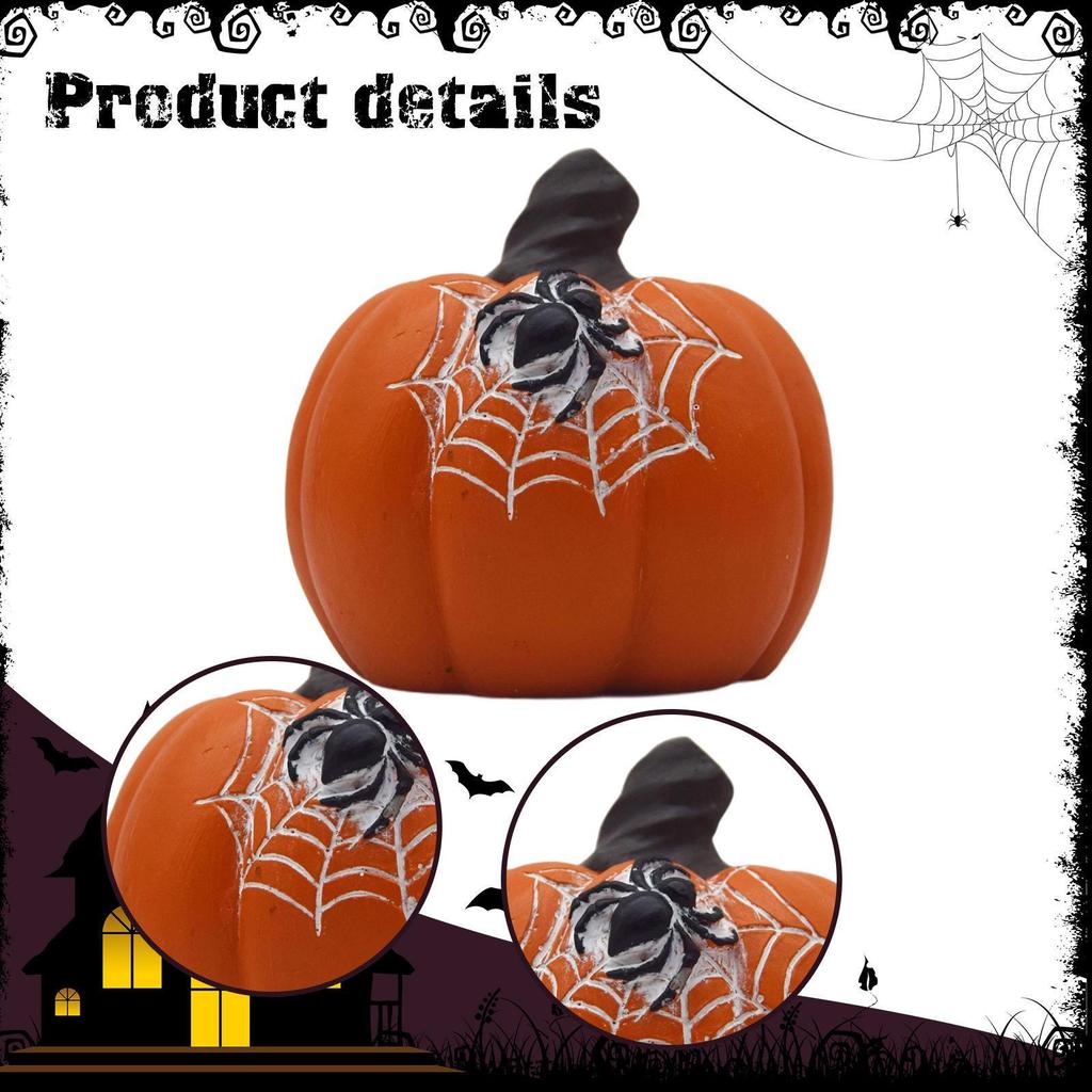Halloween Pumpkin Statue Decorative Figurine Decoration Art Crafts Desktop Ornament for