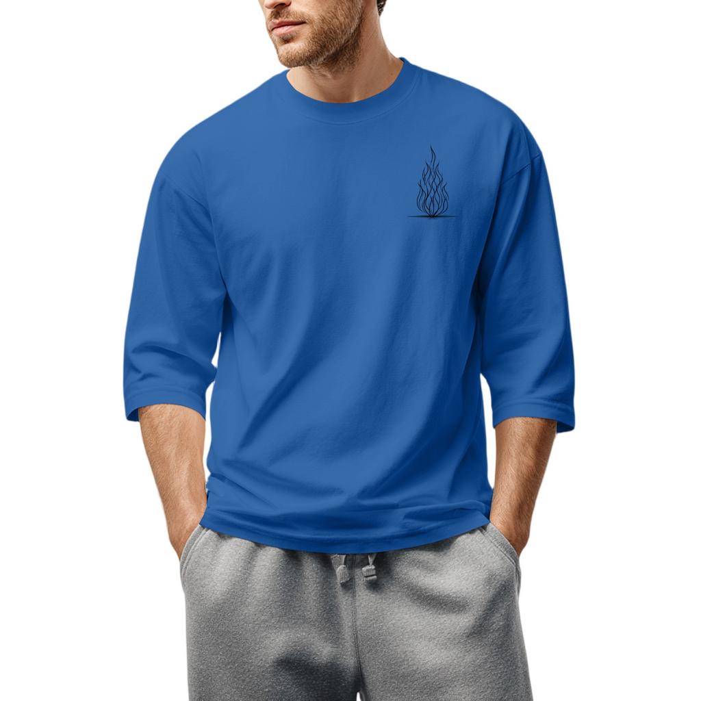 Men'S Round Neck Three-Quarters Sleeve Top Casual Fashion T-Shirt