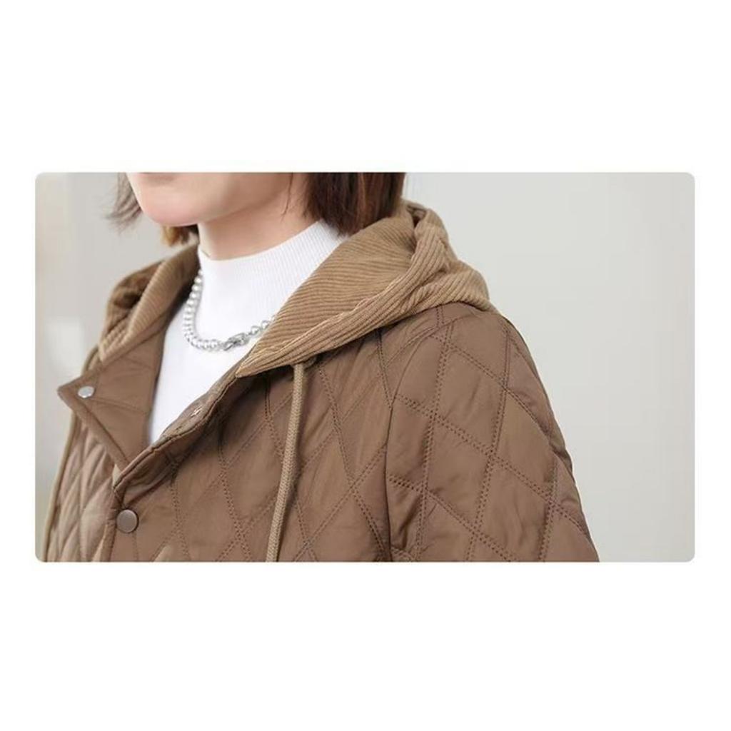 Kadın Kısa Kollu Sonbahar ve Kış Ceketi, Kapüşonlu Hafif Sıcak Ceket, Sade Kapitone Sıcak Hoodie, Günlük Sonbahar Dış Giyim