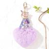 Heart-Shaped Purple Sequin Pendant Keychain with Resin English Letters