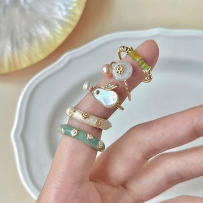 Persönlichkeits-Imitation Damen Offener Ring Koreanischer Stil Ringe Modeschmuck Emaille Fingerring