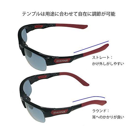 Used New [Swans] Sports Sunglasses Springbok Mirror Lens Model SPB-0714 BK Black x Red for Golf Ball Sports Bicycle Fishing Size: Height 4.1cm Width