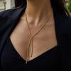 Yori Stainless Steel Rice Bead Tassel Y Chain Necklace for Women Rust Proof Metal High Quality Trendy Jewelry