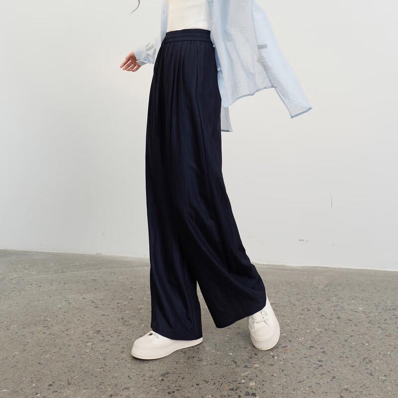 Sancai 2026 Spring High-Waist Air-Feel Wide-Leg Casual Pants