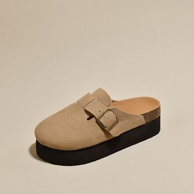 Baotou Half Slippers Women's Outer Wear 2025 Spring and Summer New Platform Boken Shoes Niche Retro Versatile Muffin Sandals