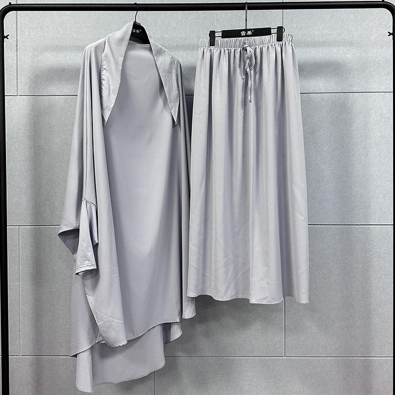 Abiti Musulmani da Donna Colore Unico Copricapo Maniche a Pipistrello Moschea Cardigan Ramadan