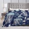 Fish Jellyfish Ocean Animals  Blankets Soft Warm Flannel Throw Blanket Bedding for Bed Living Room Picnic Travel Home Couch