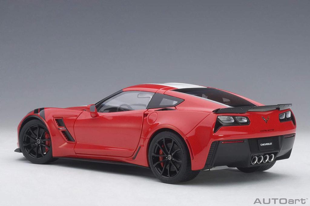 AUTOart Chevrolet Corvette C7 GranSport Stripe Black Hashmark 1/18 Red/White