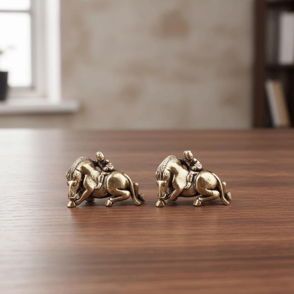 Decorative Zodiac Horse Figurine Brass Minature Horse Figurines Child Riding Horse Ornament Office