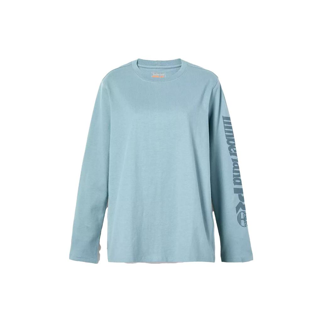 Timberland Loose Fit Crew Neck Letter Print Long Sleeve T-Shirt Women tops Blue A6D8J-DR5