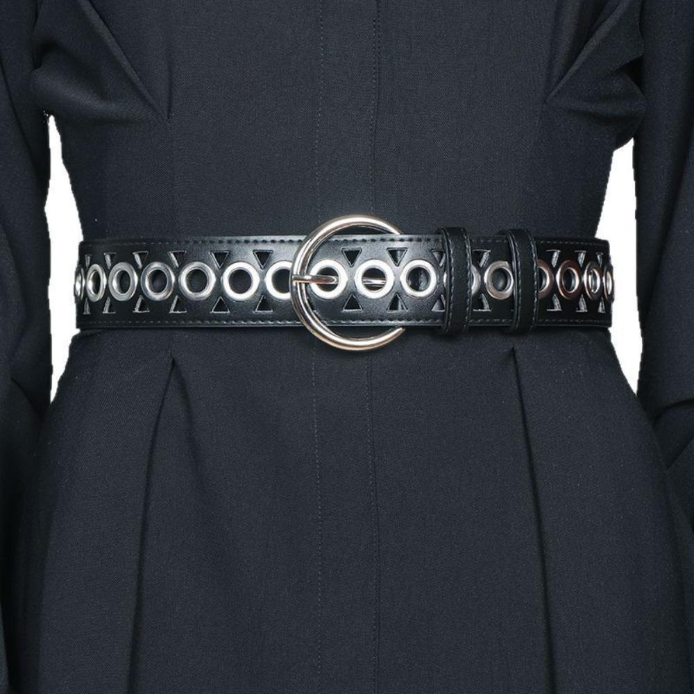 Punk Wide Waistband Korean Style Y2K Girl Waistband Retro PU Leather Belt Ladies/Girls