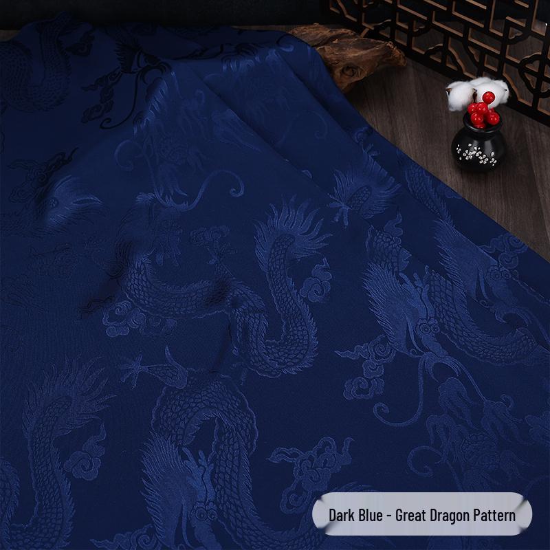 Phoenix Dragon Jacquard Silk Satin Fabric for Hanfu and Tang Suit Costumes