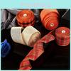 Autumn Inspired Thanksgiving Burlap Ribbon Set With Orange Checkered Design For Diy Crafts