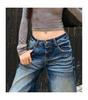 Retro Blue High-Waisted Wide-Leg Jeans for Women – Autumn/Winter 2025 Collection, Floor-Length and Slimming Design